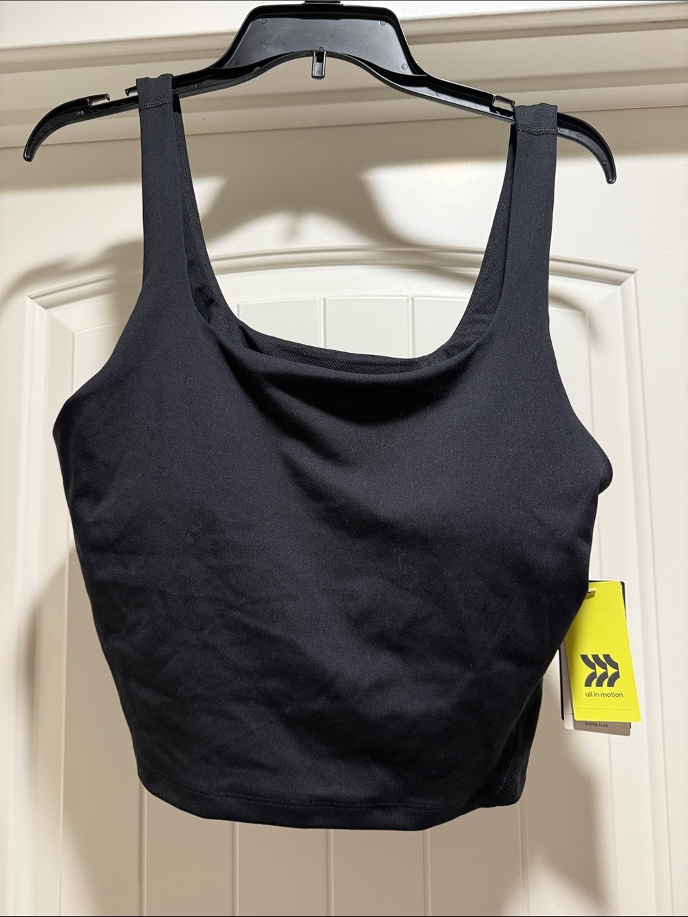 all in motion Black Crop Tank with Square Scoop Neck